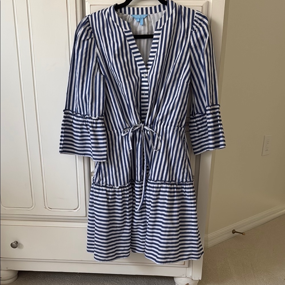 Draper James Striped Blue and White Dress